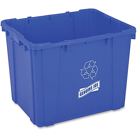 Genuine Joe 14-Gallon Recycling Bin - 14 gal Capacity - Rectangular - 14.5" Height x 19.5" Width x 15.4" Depth - Blue