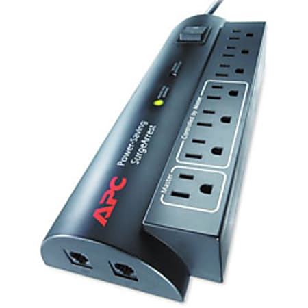 APC® Power-Saving Essential SurgeArrest Surge Protector, 7 Outlets, With Telephone Protection