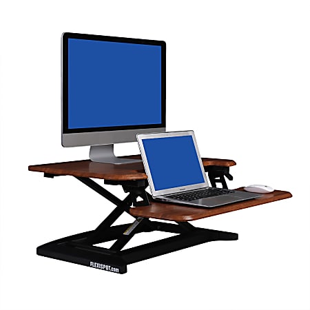 FlexiSpot AlcoveRiser Sit To Stand Desk Converter 28 W Mahogany