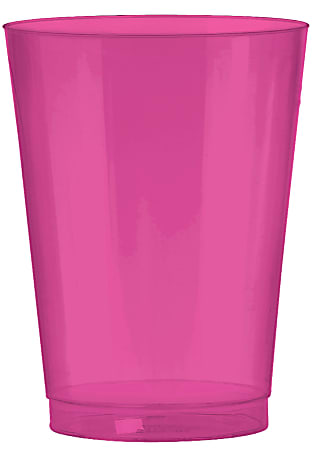 Amscan Plastic Cups, 10 Oz, Bright Pink, 72 Cups Per Pack, Set Of 2 Packs