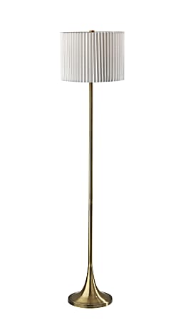 Adesso Simplee Eli Floor Lamp, 60"H, Antique Brass/Off-White