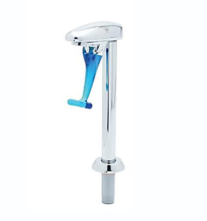 T&S Brass Deck-Mount Pedestal Glass Filler, 8", Stainless/Dark Blue