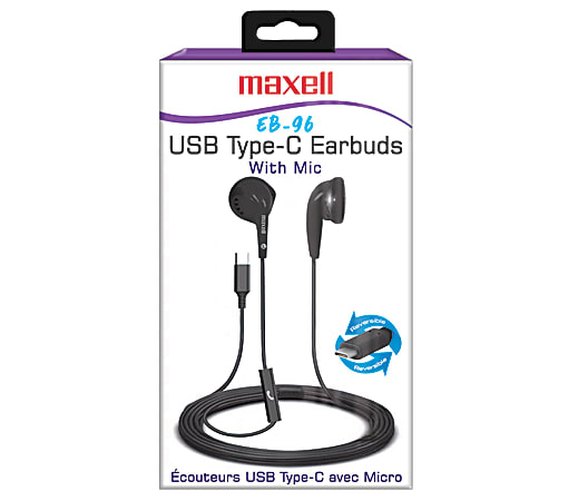 Maxell EB 96 USB C Wired Earbuds With Mic Black 197338 - Office Depot