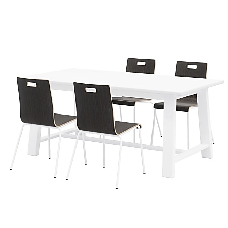 KFI Studios Midtown Dining Table With 4 Chairs, White Table, Espresso/White Chairs
