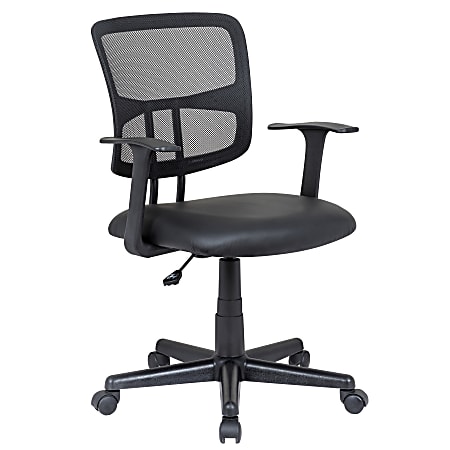 Elama Mesh/Fabric Mid-Back Adjustable Office Task Chair, 37-5/8"H, Black