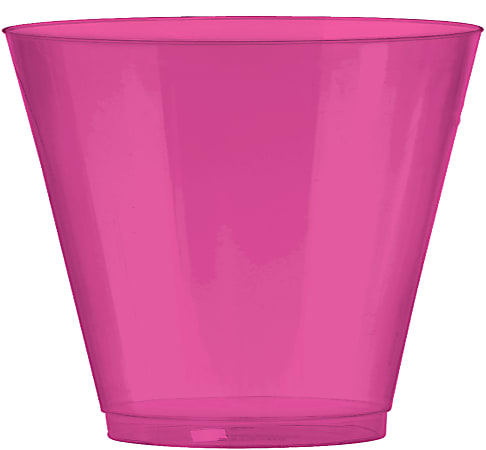 Amscan Plastic Cups, 9 Oz, Bright Pink, 72 Cups Per Pack, Set Of 2 Packs