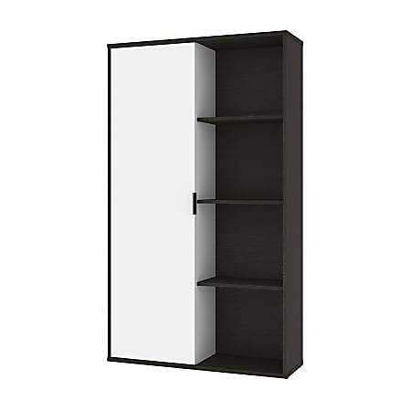 Bestar Aquarius 36"W Storage Cabinet With 8 Cubbies, Deep Gray/White