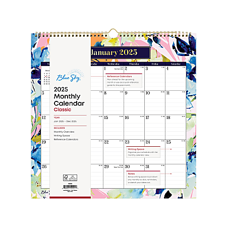 2025 Blue Sky Monthly Wall Calendar, 12” x 12”, Millie Pink, January To December, 150021