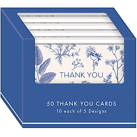 Punch Studio Thank You Card Assortment, 5-1/2" x 4-1/4", Botanical Multiplier, Box Of 50 Cards