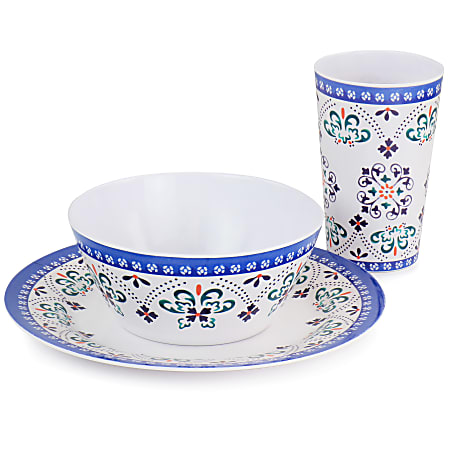 Gibson Everyday Alhambra Blues 12 Piece Melamine Dinnerware Set