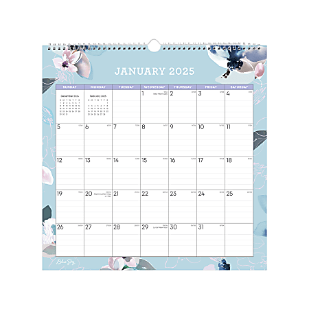 2025 Blue Sky Monthly Wall Calendar, 12” x 12”, Camellia, January To ...
