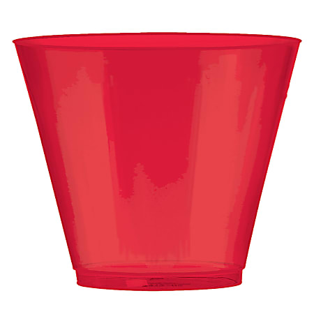 Amscan Plastic Cups, 9 Oz, Apple Red, 72 Cups Per Pack, Set Of 2 Packs