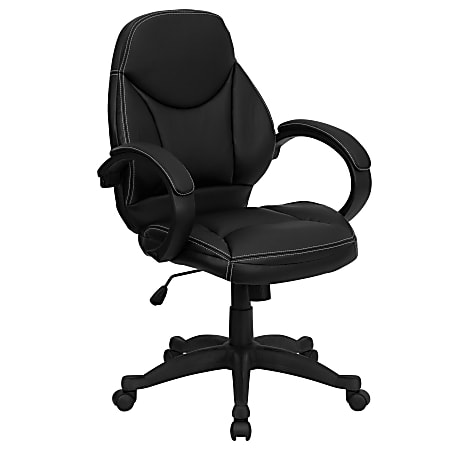 Flash Furniture Contemporary Bonded LeatherSoft™ Mid-Back Swivel Chair, Black