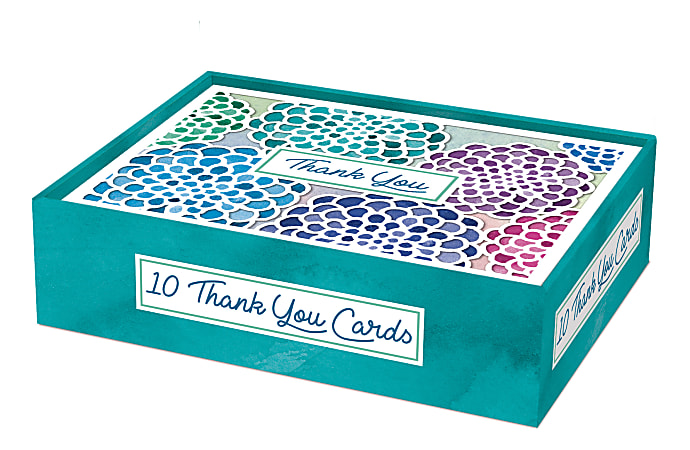 Punch Studio Etched Thank You Note Cards With Envelopes, 3-1/2" x 5", Poof Flower, Blank Inside, Pack Of 10 Cards