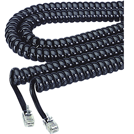 Softalk Coiled Phone Cord, 12', Black, SOF48102