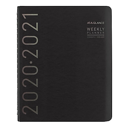 AT-A-GLANCE® Contempo Academic Weekly/Monthly Planner, 8-1/4" x 11", Black, July 2020 To June 2021, 70957X05