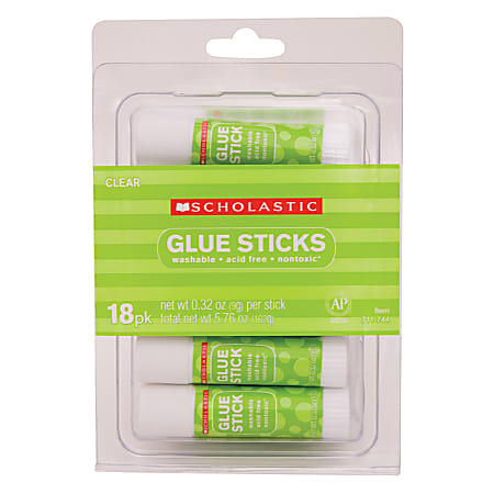 Scholastic Glue Sticks, 0.32 Oz., Pack Of 18