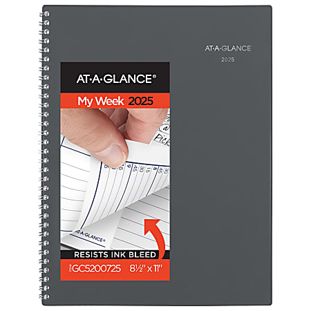 2025 AT-A-GLANCE® DayMinder® Weekly/Monthly Planner, 8-1/2" x 11", Gray, January To December, GC52007