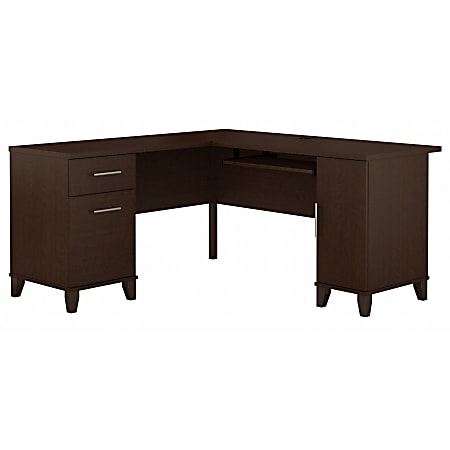 Bush Furniture Somerset 60"W L-Shaped Desk With Storage, Mocha Cherry, Standard Delivery