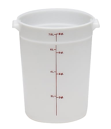 Cambro Poly Round Food Containers, 8 Qt, White,