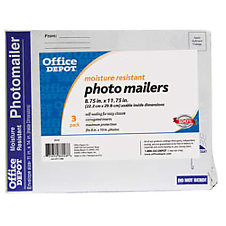 Office Depot® Brand Poly Photo Mailer, 11" x 14", White, Pack Of 3