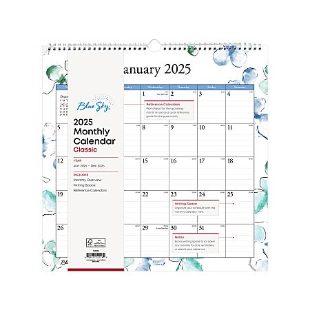 2025 Blue Sky Monthly Wall Calendar, 12” x 12”, Lindley, January To December, 150026