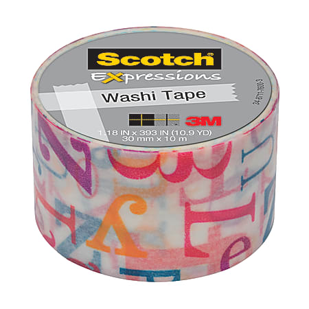 Scotch® Expressions Washi Tape, 1 3/16" x 393", Alphabet Soup