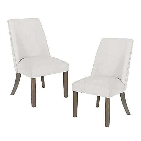 Office Star Evelina Fabric/Wood Dining Chairs, 37-3/4”H x 21”W x 26”D, Anthony Cement, Pack Of 2 Chairs