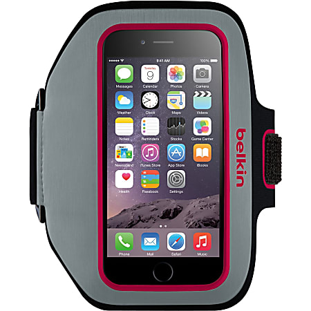 Belkin Sport-Fit Plus Carrying Case (Armband) iPhone Smartphone - Sidewalk, Fuschia - Scratch Resistant - Neoprene, Lycra - Armband - 7.8" Height x 4.3" Width