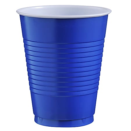 Amscan Big Party Pack Plastic Cups, 16 Oz, Royal Blue, Pack Of 50 Cups, Case Of 4 Packs