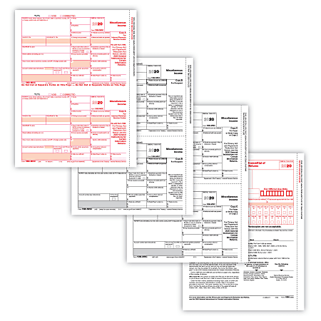 ComplyRight 1099-MISC Tax Forms, 4-Part, 2-Up, Copies A/B/C, Laser, 8-1/2" x 11", Pack Of 25 Form Sets