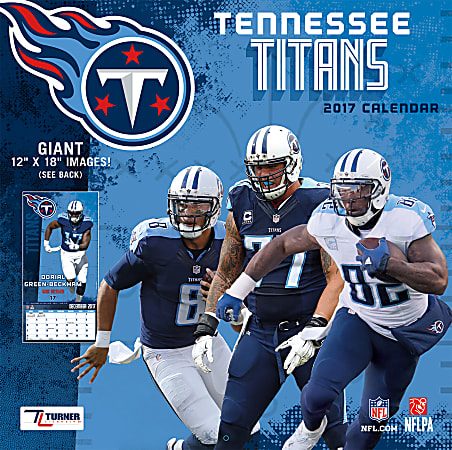 Turner Licensing® Team Wall Calendar, 12" x 12", Tennessee Titans, January to December 2017