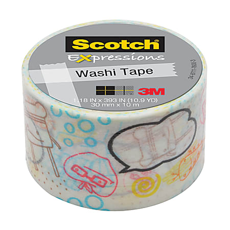 Scotch® Expressions Washi Tape, 1 3/16" x 393", Character Bubbles