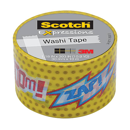 Scotch® Expressions Washi Tape, 1 3/16" x 393", POW!