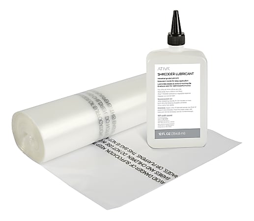 Ativa™ Shredder Bags with Bonus Shredder Oil Combo Pack, 6 Gallon, 50 Bags