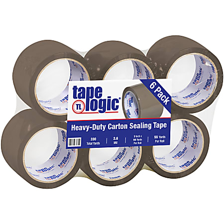 Tape Logic® Acrylic Sealing Tape, 3" Core, 3" x 55 Yd., Tan, Pack Of 6