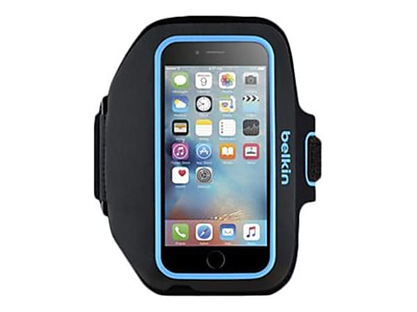 Belkin Sport-Fit Plus Armband - Arm pack for cell phone - neoprene - topaz, blacktop - for Apple iPhone 6, 6s
