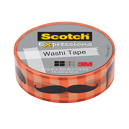 Scotch® Expressions Washi Tape, 5/8" x 393", Moustache