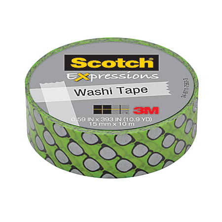 Scotch® Expressions Washi Tape, 5/8" x 393", Silver Glasses
