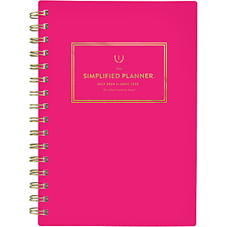 2024-2025 AT-A-GLANCE® Simplified By Emily Ley Weekly/Monthly Academic Planner, 5-1/2" x 8-1/2", Pink, July 2024 To June 2025, EL27-200A