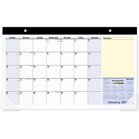 2025 AT-A-GLANCE® QuickNotes® Compact Monthly Desk Pad Calendar, 18" x 11", Traditional, January 2025 To January 2026, SK71000