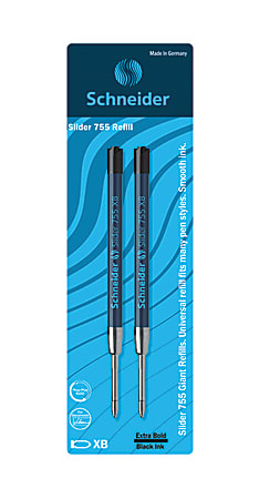 Schneider Slider XB Giant Ballpoint Pen Refills, Extra-Bold Point, 1.4mm, Black Ink, Pack Of 2