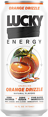 Lucky Energy Drink, Orange Drizzle, 16 Oz, Total Qty 1