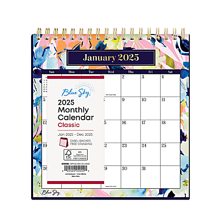 2025 Blue Sky Monthly Desk Calendar With Stand, 6-1/16” x 6-3/8”, Millie Pink, January To December, 150048