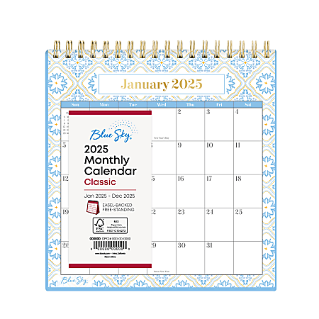 2025 Blue Sky Monthly Desk Calendar With Stand, 6-1/16" x 6-3/8", Delancy, January To December, 150050