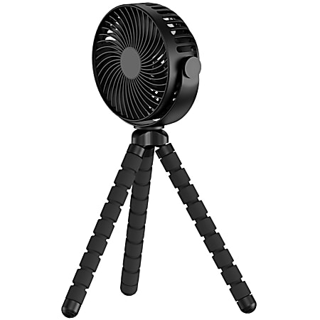 airbro™ 5-In. 4-Speed Portable Squid Fan with Flexible Tripod Legs, 800-mAh Rechargeable Battery, 360° Air Flow & Up to 5 hrs. Run Time, Black, FFX-50