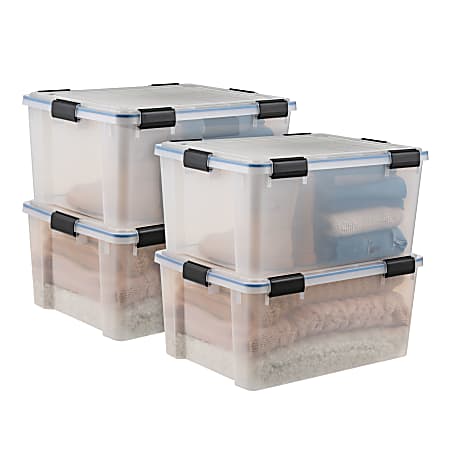 IRIS Plastic Storage Bins with Sealed Lids, 60-Quart, Clear, Total Qty 4