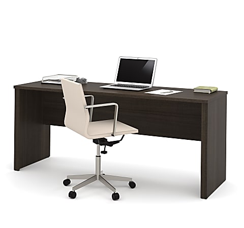 Bestar Embassy 72"W Narrow Computer Desk Shell, Dark Chocolate