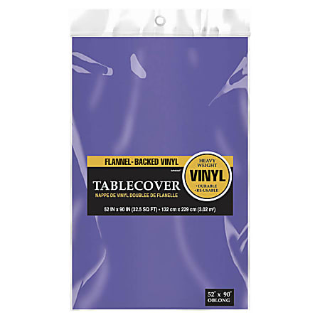 Amscan Flannel-Backed Table Covers, 52" x 90", Purple, Pack Of 3 Covers