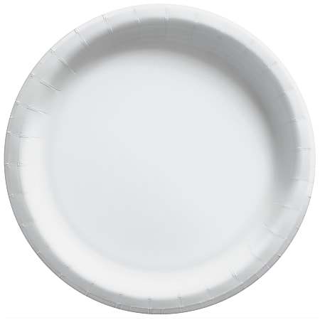 Amscan Round Paper Plates, 8-1/2”, Frosty White, 50